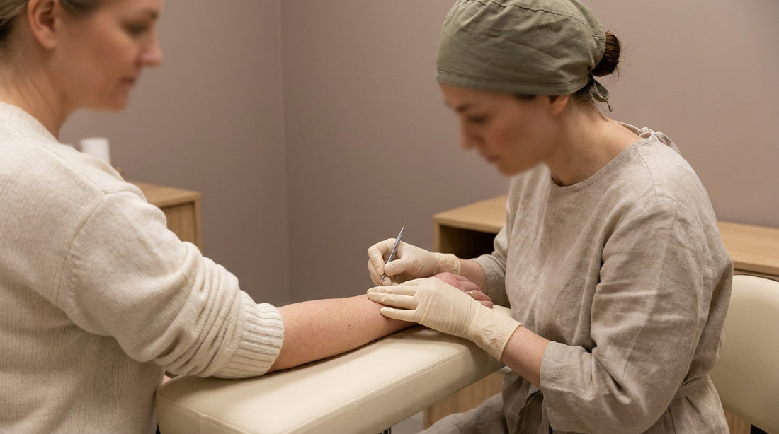 Clinical in-office procedure representing wart removal care